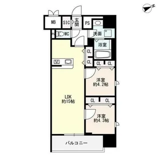 ザ・シンフォニア新栄【6階】の間取り