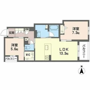 シャーメゾン 香芝 ワイケイ【0302号室】の間取り