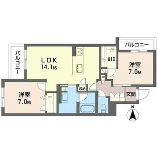 シャーメゾン 香芝 ワイケイ【0205号室】の間取り