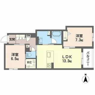 シャーメゾン 香芝 ワイケイ【0202号室】の間取り