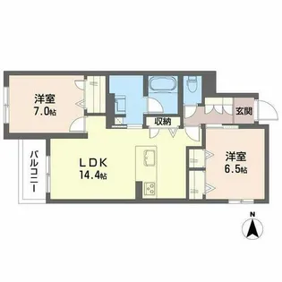 シャーメゾン 香芝 ワイケイ【0203号室】の間取り