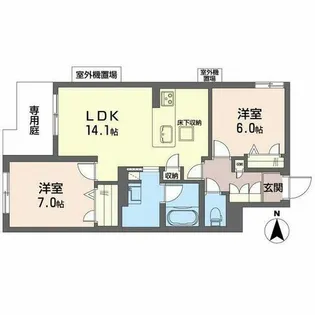 シャーメゾン 香芝 ワイケイ【0105号室】の間取り