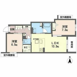 シャーメゾン 香芝 ワイケイ【0102号室】の間取り