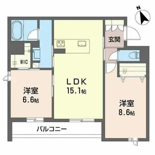 シャーメゾン オークルート五位堂【0203号室】の間取り