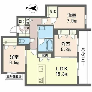 シャーメゾン オークルート奈良【0202号室】の間取り