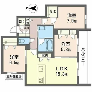 シャーメゾン オークルート奈良【0302号室】の間取り