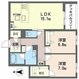 シャーメゾン オークルート奈良【0101号室】の間取り