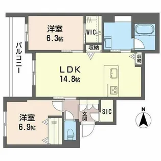 シャーメゾン西大寺南【2階】の間取り