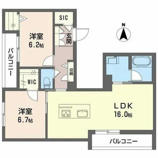シャーメゾン西大寺南【0201号室】の間取り