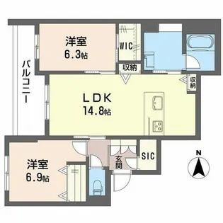 シャーメゾン西大寺南【0402号室】の間取り
