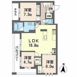 ジョフリエル【0103号室】の間取り