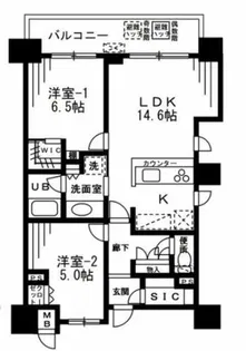 ザ・パークハビオ天満橋【14階】の間取り