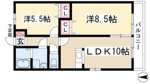 アウラガーデン B棟【2階】の間取り