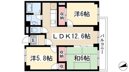 フォンテーヌナウ【205号室】の間取り