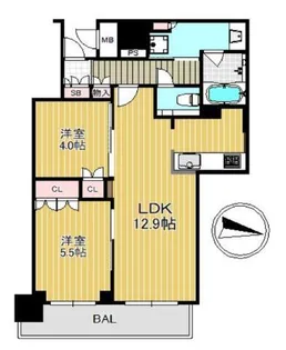 ブランズタワー梅田North【29階】の間取り