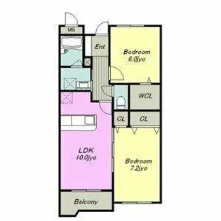 グレイス一ツ木Ⅰ【2階】の間取り