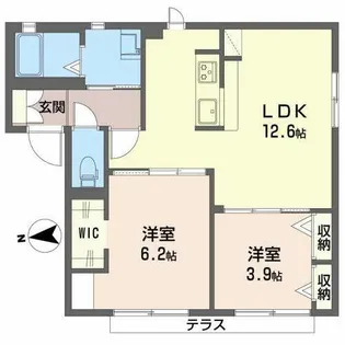 インペリアル北本町【0102号室】の間取り