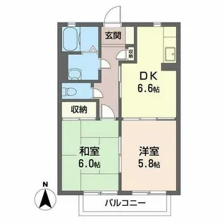 エヴァーグリーン西大和B【B102号室】の間取り