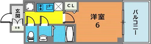 エステムコート神戸グランスタイル【308号室】の間取り