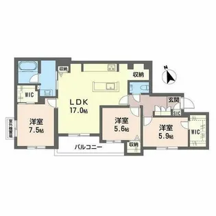 シャーメゾン グランマーサ松虫通り【0301号室】の間取り