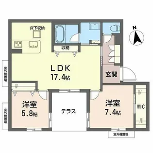 シャーメゾン ルミエール西田辺【1階】の間取り