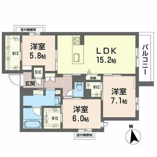 シャーメゾン ルミエール西田辺【0301号室】の間取り