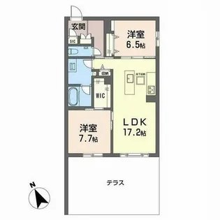 クレイエール【1階】の間取り