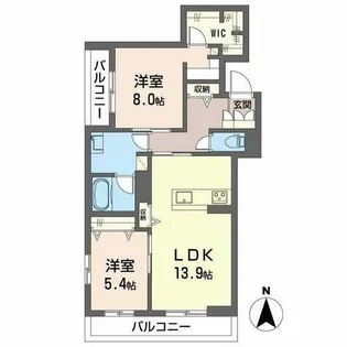 シャーメゾン王寺 ノースI【0201号室】の間取り