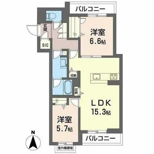 シャーメゾン王寺 ノースI【0203号室】の間取り