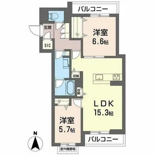 シャーメゾン王寺 ノースI【0403号室】の間取り