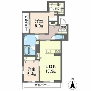 シャーメゾン王寺 ノースI【0401号室】の間取り