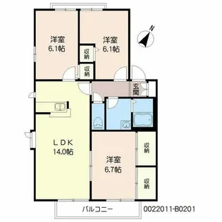 ディアス曽根 B棟【B0201号室】の間取り