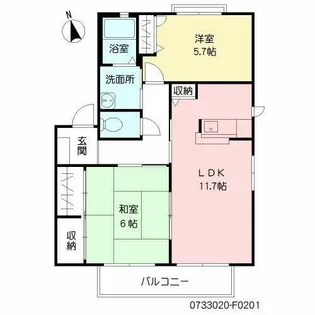 フローラルコート F棟【F0201号室】の間取り