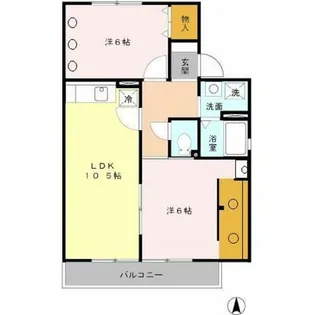 2LDKの間取り画像