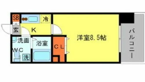 AFFLUENCE難波【9階】の間取り