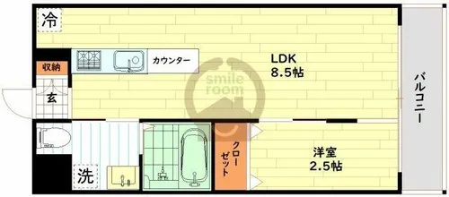 アイボリーポワント難波WEST【2階】の間取り