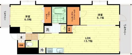 スプランディッド難波WESTⅡ【6階】の間取り
