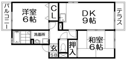 ボンジュール岡山手 2番館【101号室】の間取り