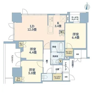 ジオタワー堺筋本町【5階】の間取り