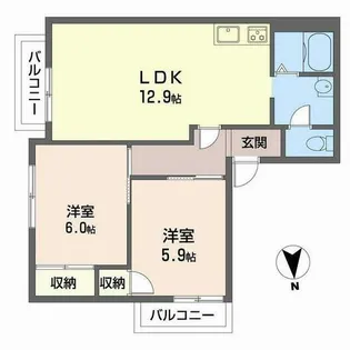 ガーデンハイツ花園【0203号室】の間取り