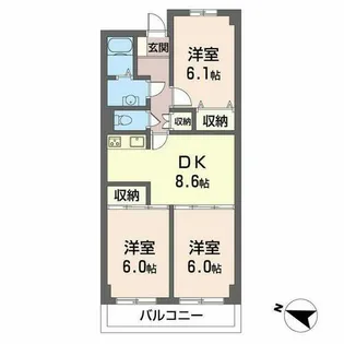 パークサイド伊藤【0302号室】の間取り