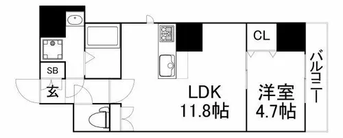 リデア大手前【8階】の間取り