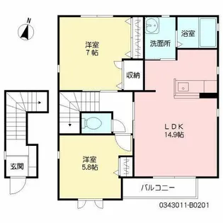 フォレストヴィラ川津 B棟【B0201号室】の間取り