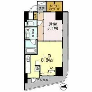 カスタリアタワー肥後橋【1009号室】の間取り