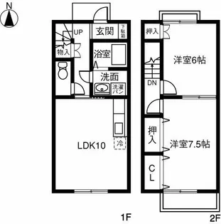 愛知県一宮市大和町苅安賀字上東出【テラスハウス】の間取り