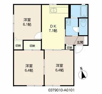 ディアス元岡 1番館【A0101号室】の間取り