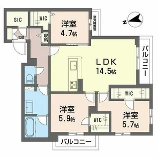 シャーメゾン グランノード【3階】の間取り