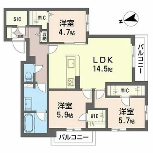 シャーメゾン グランノード【2階】の間取り