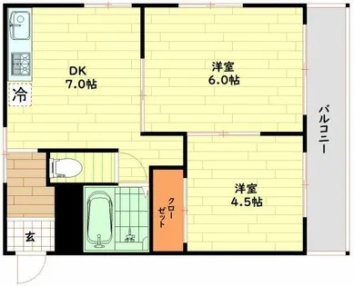 メロディハイム善積【3階】の間取り