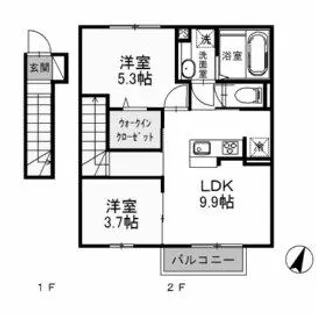 Arietta与原 B棟【2階】の間取り